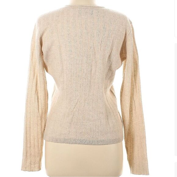 Naadam The Cashmere Ribbed Cropped 100% Cashmere Cream Sweater Large - Picture 3 of 8